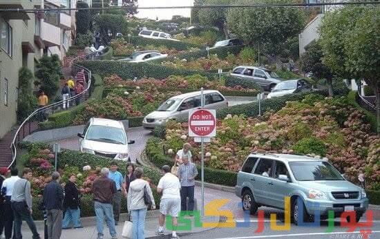 عکس خیابان لومبارد در سانفرانسیسکو معروف به خیابان سرگیجه