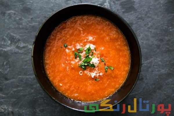 دستور تهیه سوپ گوجه فرنگی و نان تست