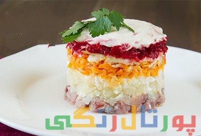 دستور تهیه سالاد قالبی لایه ای