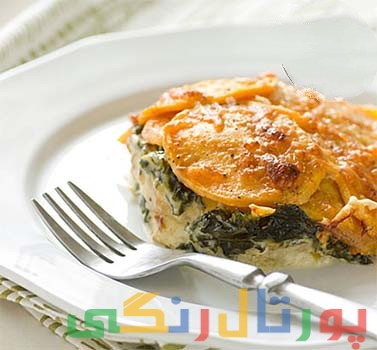 دستور تهیه گراتین سیب زمینی و اسفناج